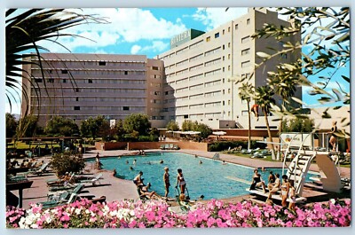 c1960 Las Vegas Nevada Postcard Hotel Riviera Olympic Size Pool Private Cabana