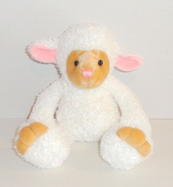 Gund Heads & Tales Lamb Plush Cream Tan Pink Ears Stuffed Animal 12