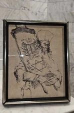 Vintage Seymour Rosenthal "Elder With Torah" Lithograph Print Framed FREE SHIP