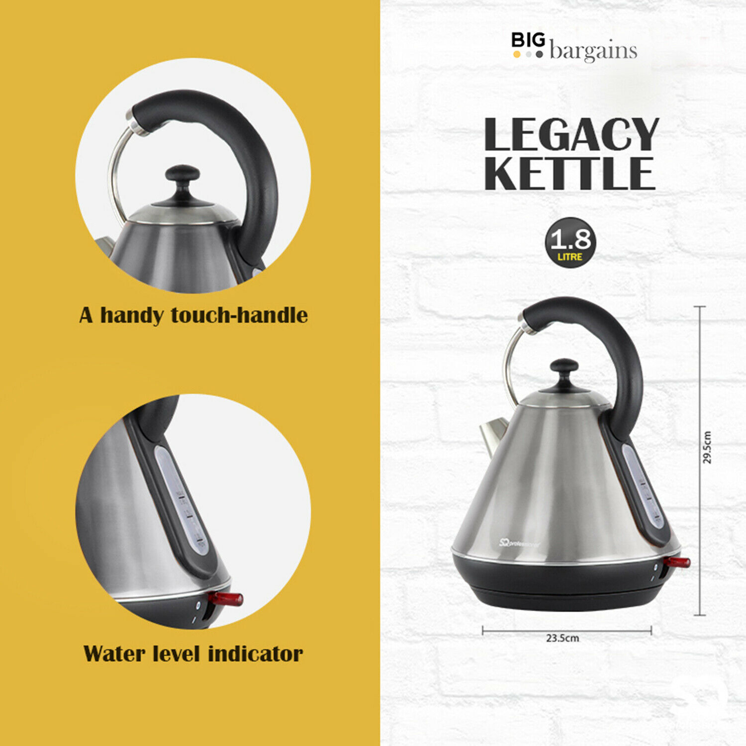 1.8L Cordless Electric Kettle 360 Swivel Base Fast Boil Protects Dry 2200W eBay