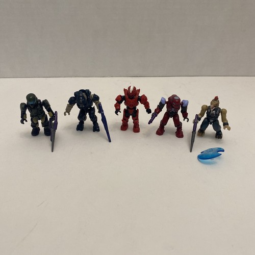 LOT OF 5 HALO CONSTRUX MEGA BLOKS MINI FIGURES SPARTAN TOY SOLDIER FIGURINES
