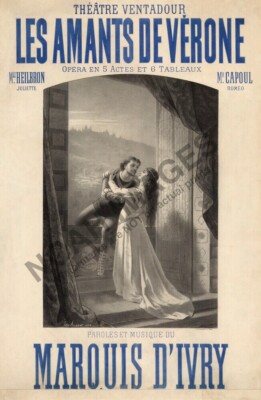 Les Amants de Verone vintage opera theatre ad poster 16x24
