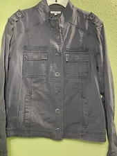 Maurices Gray jacket Snap button down pockets women's XL long sleeve