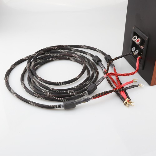 Pair 12AWG OFC Pure Copper Gold Plate Banana Spade Plug Audio HiFi Speaker Cable - Picture 11 of 12