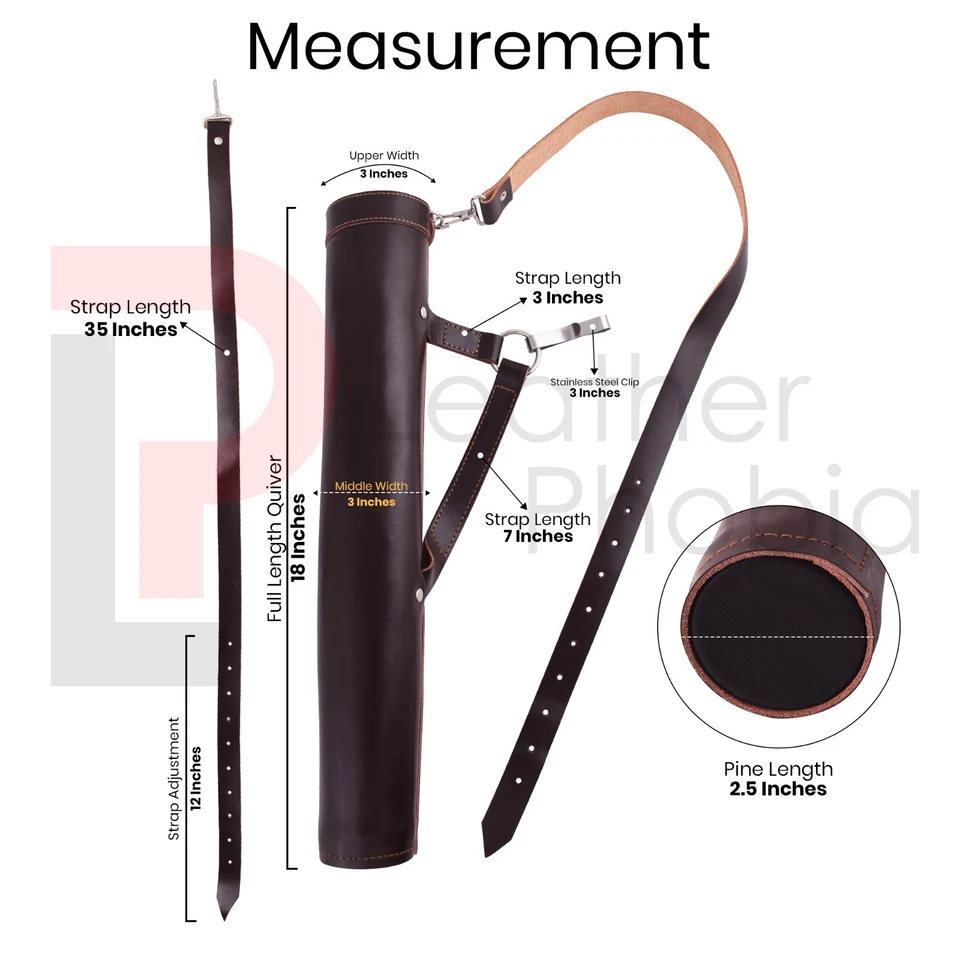 Back Arrow Quiver Genuine Cow Leather Arrow Holder Traditional Handmade Quivers - Image 2 of 4