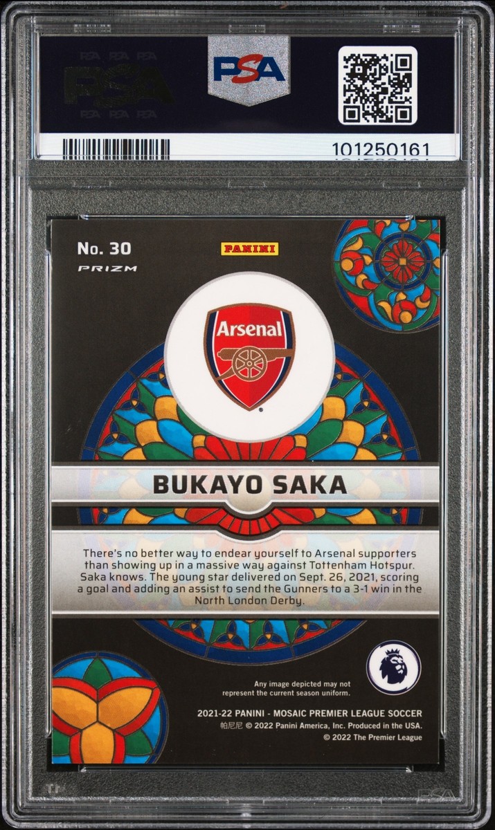 Bukayo Saka 2021-22 Mosaic Premier League Soccer Stained