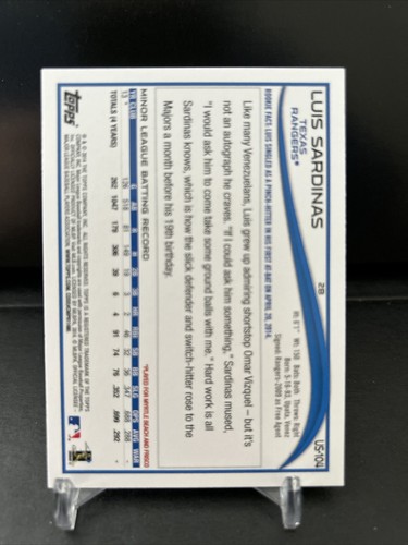 2014 actualización Topps Luis Sardinas Texas Rangers #US104 - Imagen 2 de 2
