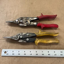 2 Pc Vintage WISS M3 Aviation Tin Snips Red and Yellow - USA