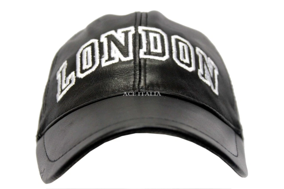 BASEBALL Black London Ladies Mens Real Lambskin Leather HipHop Cap Hat