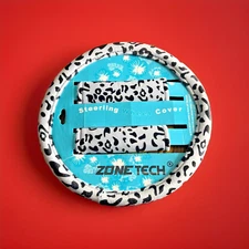 Zone Tech Snow Leopard Steering Wheel Cover & Seatbelt Pads  Shoulder Mob Wife