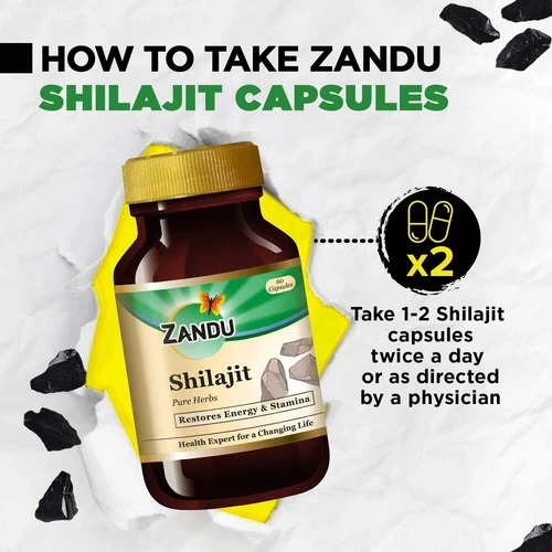 Zandu Shilajit (60 Kapseln) Ayurvedisch Kräuter Ayurvedisch Sexuell Wellness - Bild 5 von 7