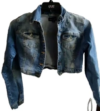 NEW LOOK Jrs. Blue Hombre Denim Cropped Jacket size M #WS3