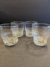 Icy Bark Textured Set Of 4 Clear Rock Glasses 3.25"H