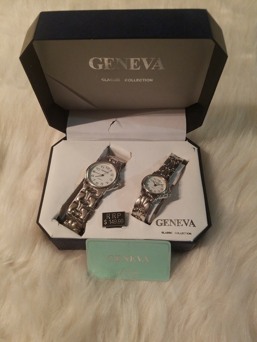Elegant Women\'s Watch Feat. Crystals, Geneva Watch In Classic Silver. NWT In Box Silver_tone_Geneva_Elite_squar  main image 3