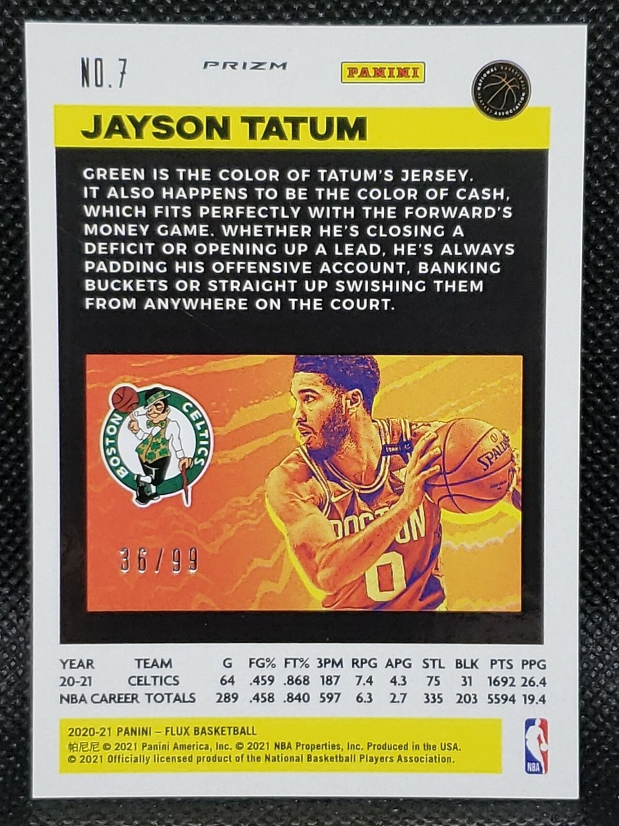 2020-21 Panini Flux Basketball #7 Jayson Tatum Blue Prizm 36/99 | eBay