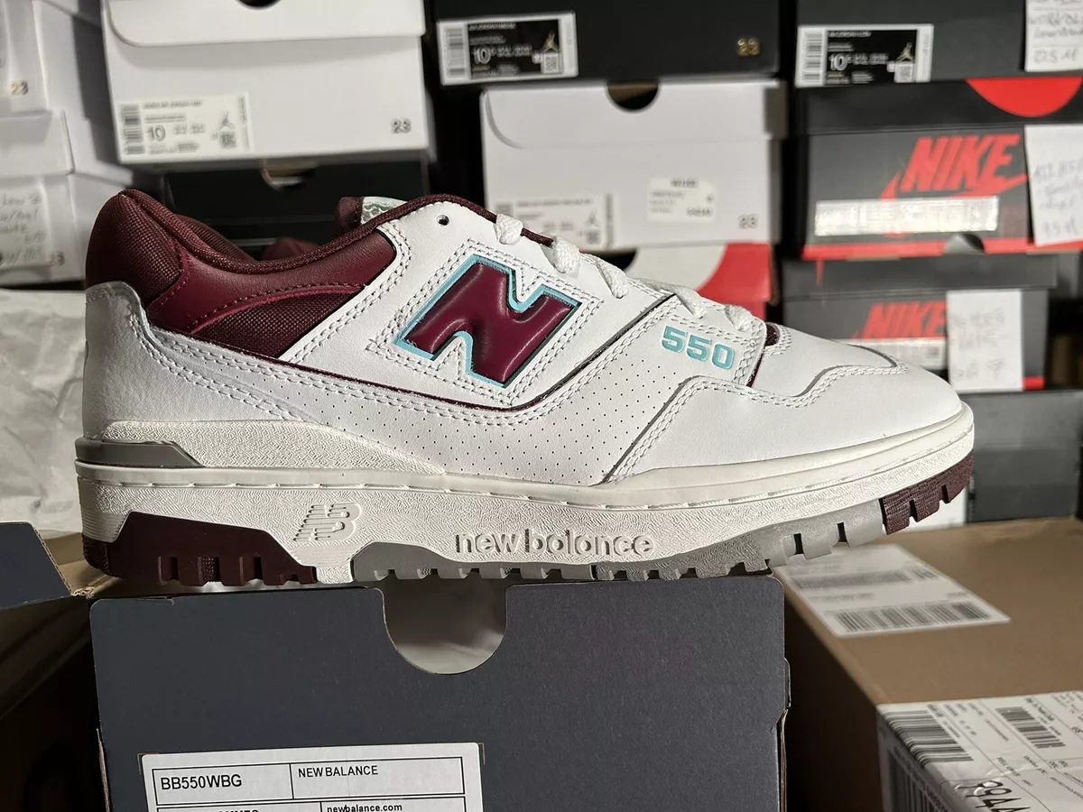 New Size 10 Men New Balance 550 Burgundy/Turquoise/Ivory BB550WBG Sneakers