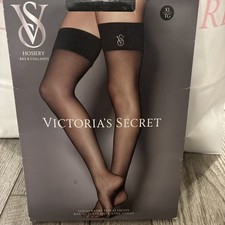 New Victorias Secret Hosiery XL Thigh Highs Black Lingerie NWT