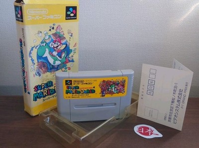  Super Mario World + Box Super Nintendo Japan SNES Super Famicom Free Ship