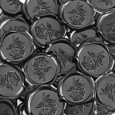 50 Pcs Black Wax Seal Stickers - Rose Style, Self Adhesive Wax Seal for Weddi...