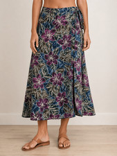 Vintage Hilo Hattie Hawaiian Tropical Floral Wrap Skirt One Size Made in Hawaii