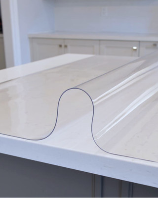 PVC Tischschutz/Abdeckung transparent 2 mm Dicke weicher Kunststoff 120/100 mm breit