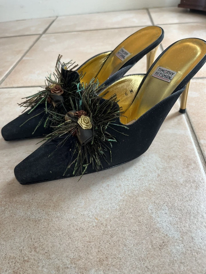 Mules de tacón Timothy Hitsman Avant Garde negras vintage años 90 para mujer talla 6 Foto 3 de 4