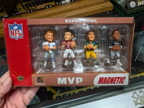 RARE Superbowl MVP magnetic Mini bobs 4pc set bobblehead Starr,Aikman,Young,