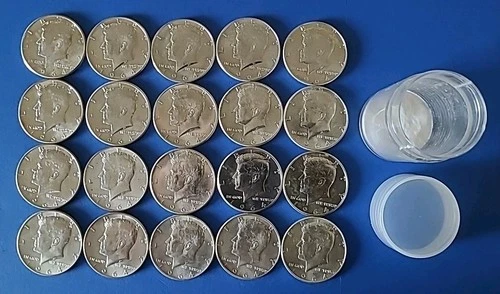 (20) 1964 Silver AU Kennedy Halves: 90% Silver: Shipped In Tube