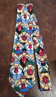 Steven Harris Vintage Men's Tie Handmade Thanksgiving Turkey 58" Long X 3 1/2" W - Image 1 of 4