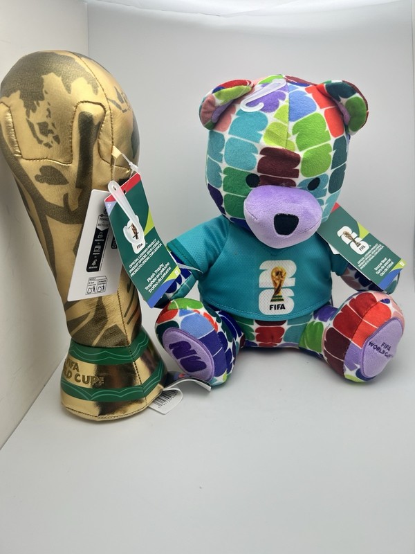FIFA World Cup 2026 10-Inch  Colorful Teddy Bear & World Cup Trophy Plush ￼
