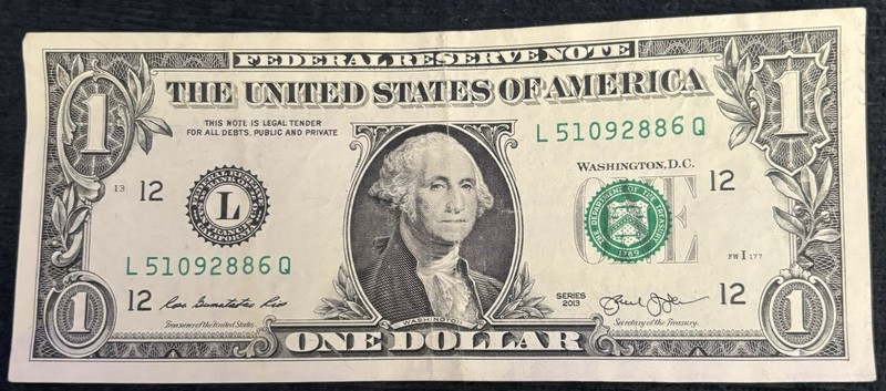 2013 San Francisco $1 Bill Stuck Digit 86 Gas Pump Error Note