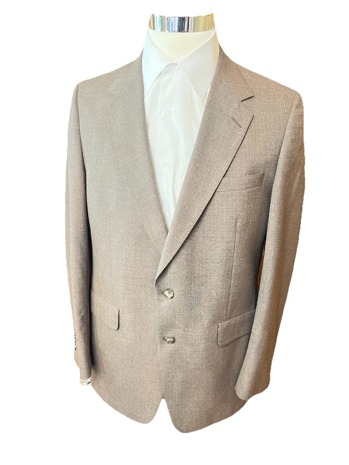 Traje Orbach's Vintage Para Hombre 43 L Chaqueta y 38 Pantalones Marrón Claro - Poli-Lana 2 Piezas Foto 2 de 4