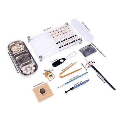 33 Switch Lube Station, Acrylic, Opener, Keycap Remover, Cat Pen Holder, MX
