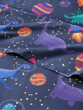 Kids Queen Size Space Dinosaur Bed Sheets - 4 Piece Dinosaur Sheet Set - Spac...