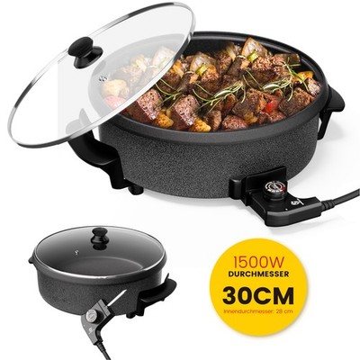 SUPERLEX MultifunktionalePfanne 30cm Bratpfanne Elektrische Multipfanne + Deckel