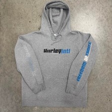 Vintage Y2K Hurley Hoodie Surf Surfboards Gray mens Large Sleeve Print
