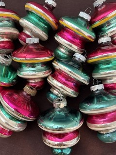 Vintage Shiny Brite Mercury Glass Ornaments Lot of 11 Atomic UFO Spinning Top