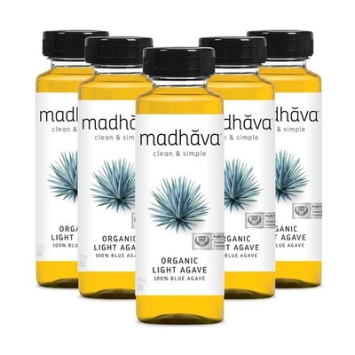MADHAVA Organic Light Agave, 100% Pure Organic, 11.75 oz, Pack of 6