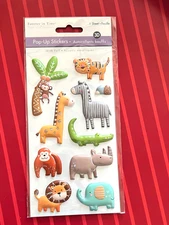 PUFFY ZOO ANIMALS DIMENSIONAL STICKERS - Forever in Time - FREE SHIPPING