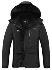 Women's Ski Jacket Waterproof Warm Winter Coat Hooded Snowboarding Large Black