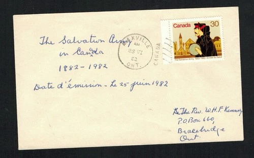 Canada #954, 1982 30¢ Salvation Army, unknown cachet FDC, VF