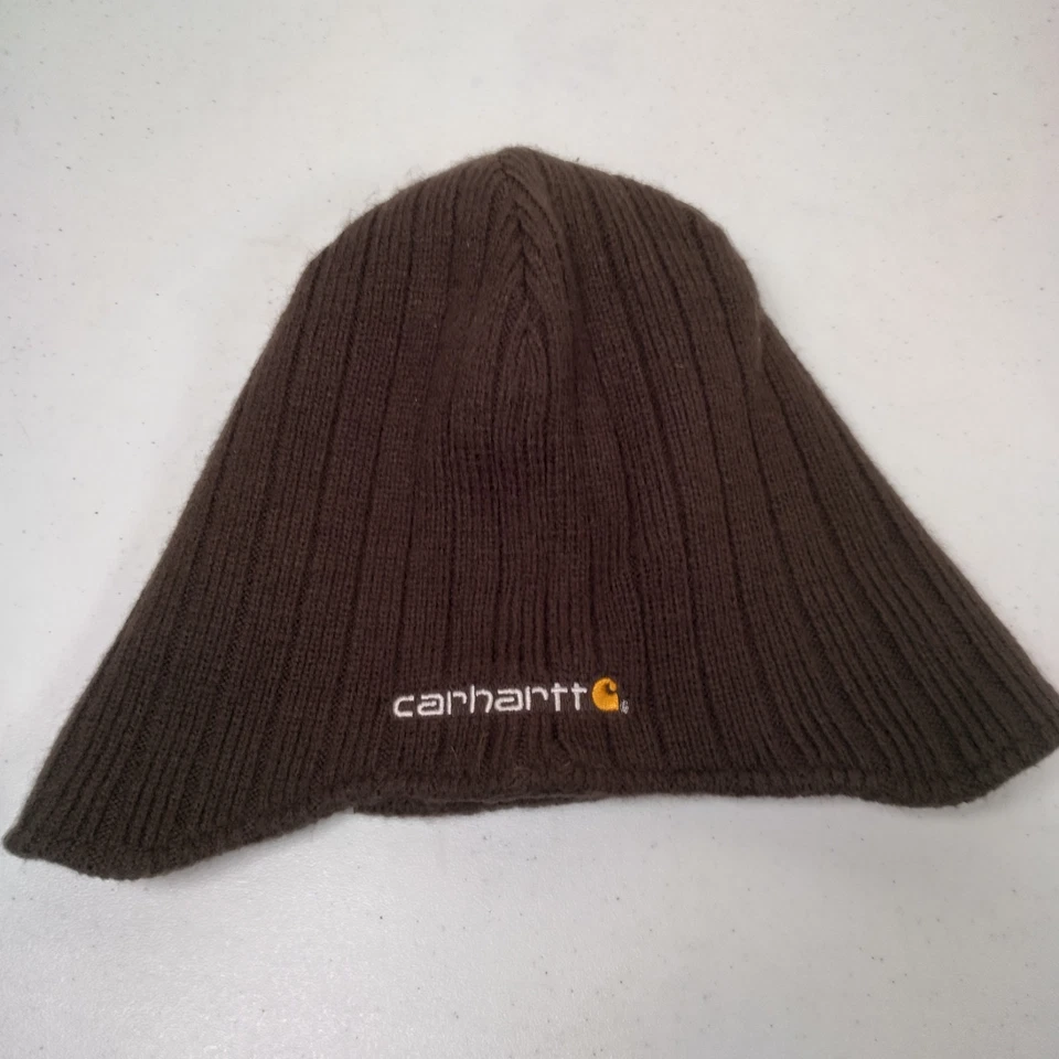 Gorro tejido Carhartt doble capa acanalado tejido marrón invierno ropa de trabajo Foto 2 de 4