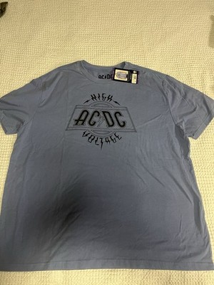 NWT AC/DC Men s High Voltage T-Shirt Light Blue With Black Band Logo Size Large 