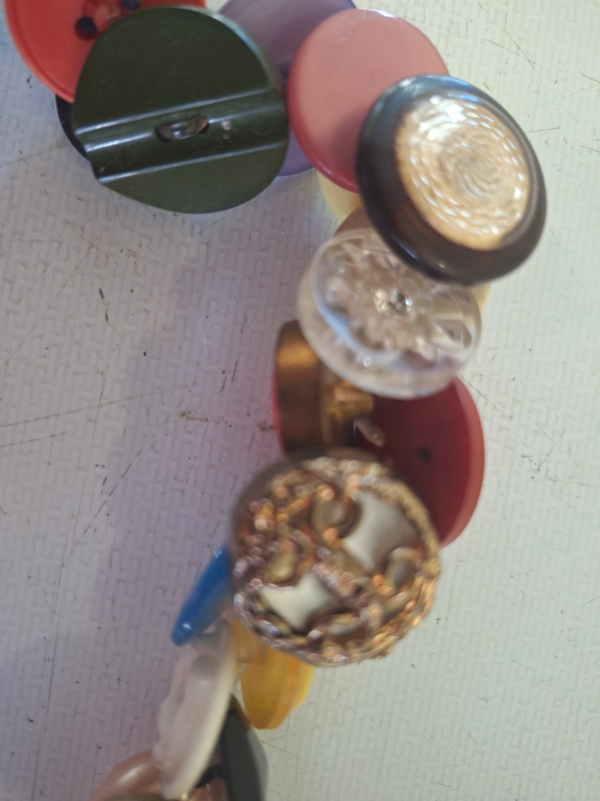 Vintage Button Necklace Dramatic Long Colorful - image 8