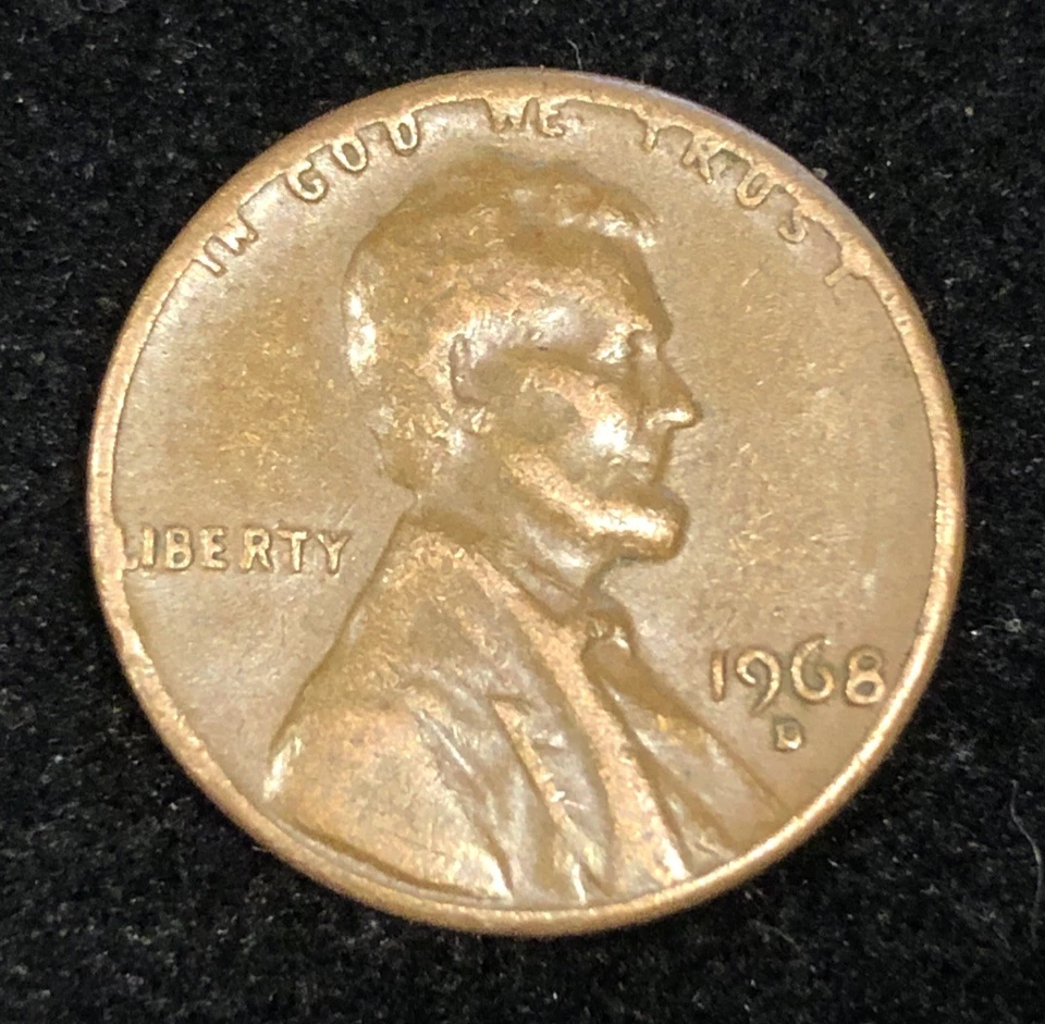 1968 D Penny Coin Error / In God We Trust & L In Liberty RIM Error + Back side - Image 2 of 4
