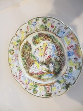 BEAUTIFUL VINTAGE CAPODIMONTE RETICULATED CHERUB FLORAL WALL PLATE ITALY