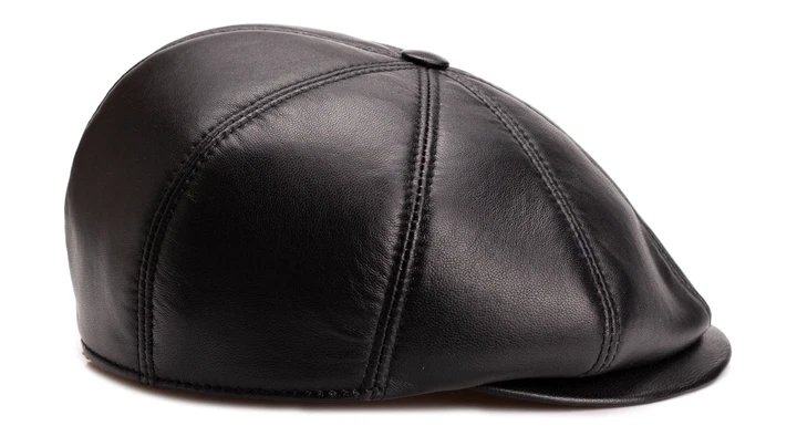 Vintage Handmade Real Leather Cabbie Hat Newsboy Ivy Flat Cap Ear Flaps