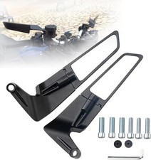 Universal 8mm/10mm Stealth Motorcycle Mirrors Wind Wing Rotating Pair