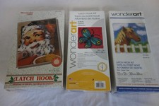 3 Wonderart Latch Hook Kits SEALED BRAND NEW Butterfly Horse Santa Face 426133A