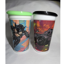 McDonald's Batman Returns Catwoman Batmobile Cups with Disc Lids 1992